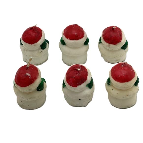 Lot of 6 VTG Christmas Tealight Candle Snowman Shape Red Hat Collectible Candles - Picture 3 of 7
